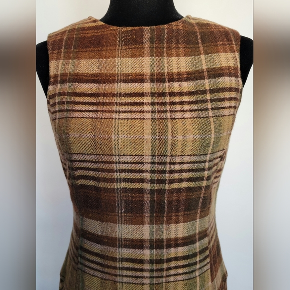 Zara Sample Wool Tartan Plaid Dress 2003 Y2K Dark Academia - Picture 2 of 7